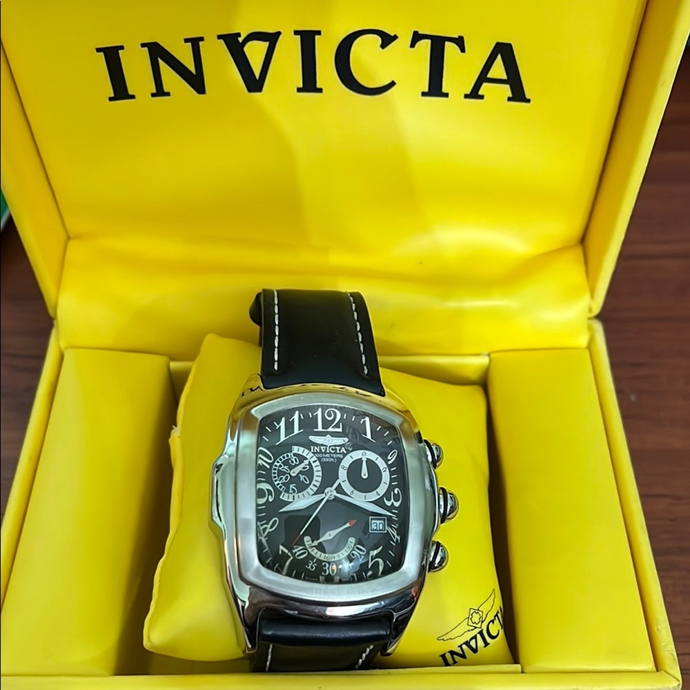 Invicta Black Dial Silver Case Watch